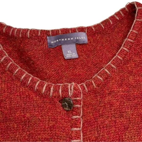 Northern Isles Maroon Wool Forest Cardigan Cozy Grandmacore Size XL - Picture 4 of 4